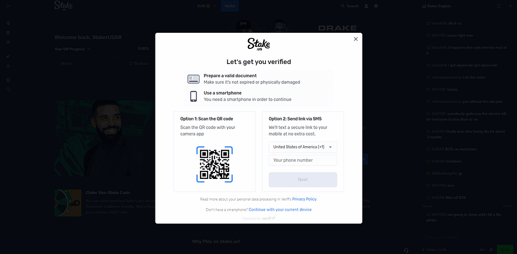 Stake.US Verification