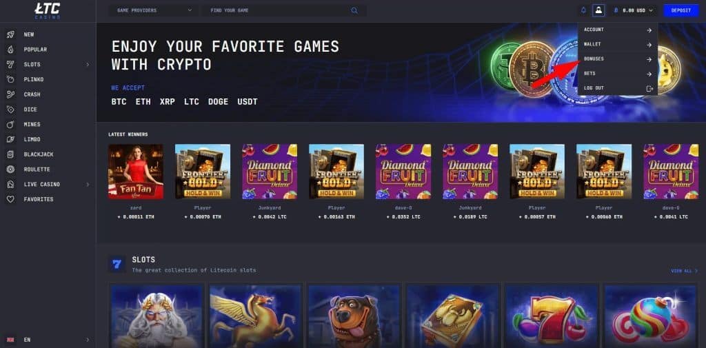 LTC Casino - No deposit bonus - How to claim