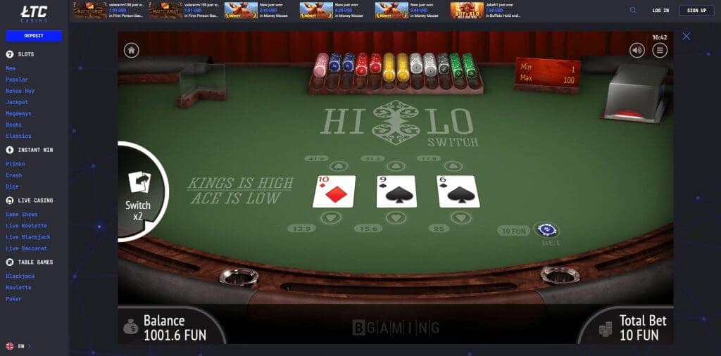 Hi-Lo Switch by BGaming Screenshot