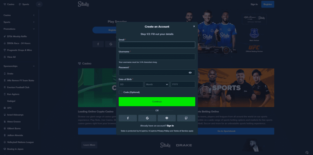 Creating a New Account on Stake.com Mirror