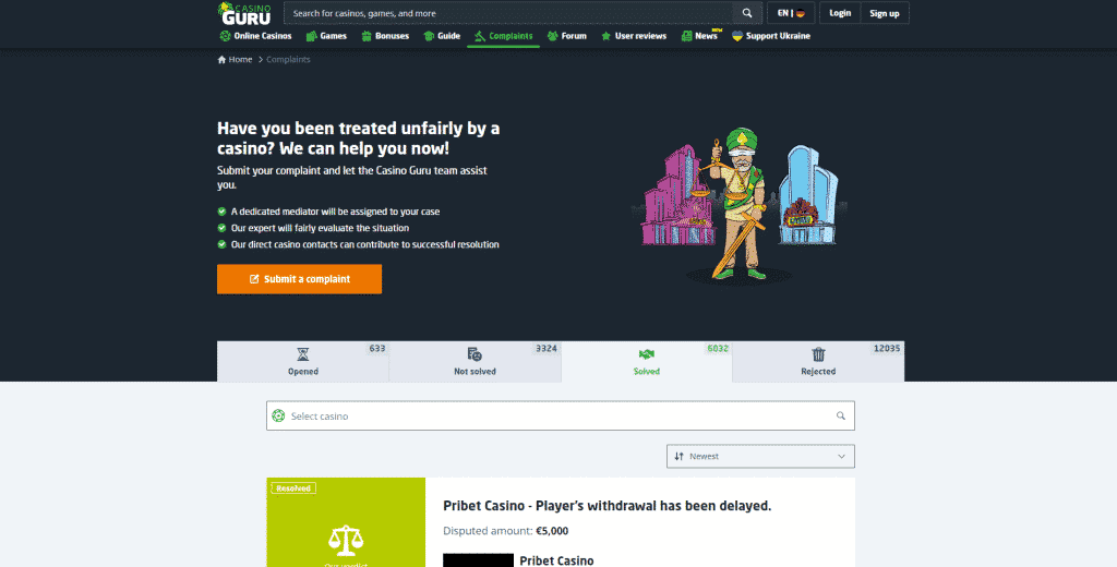 Casino Guru Complaints Service