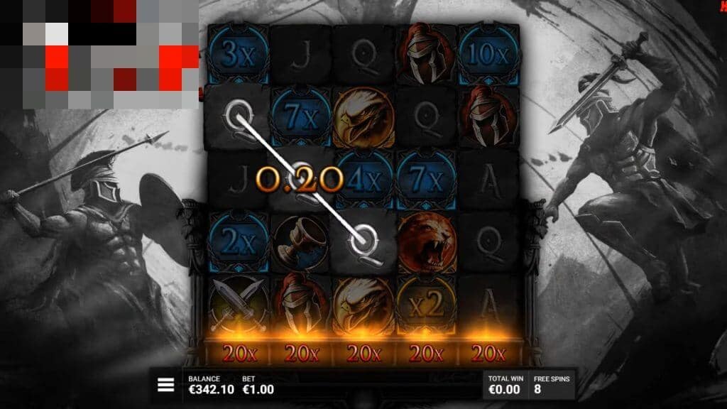Reign of Rome Hidden Epic Bonus gameplay showing multiplier values and the LootBar with 20x values
