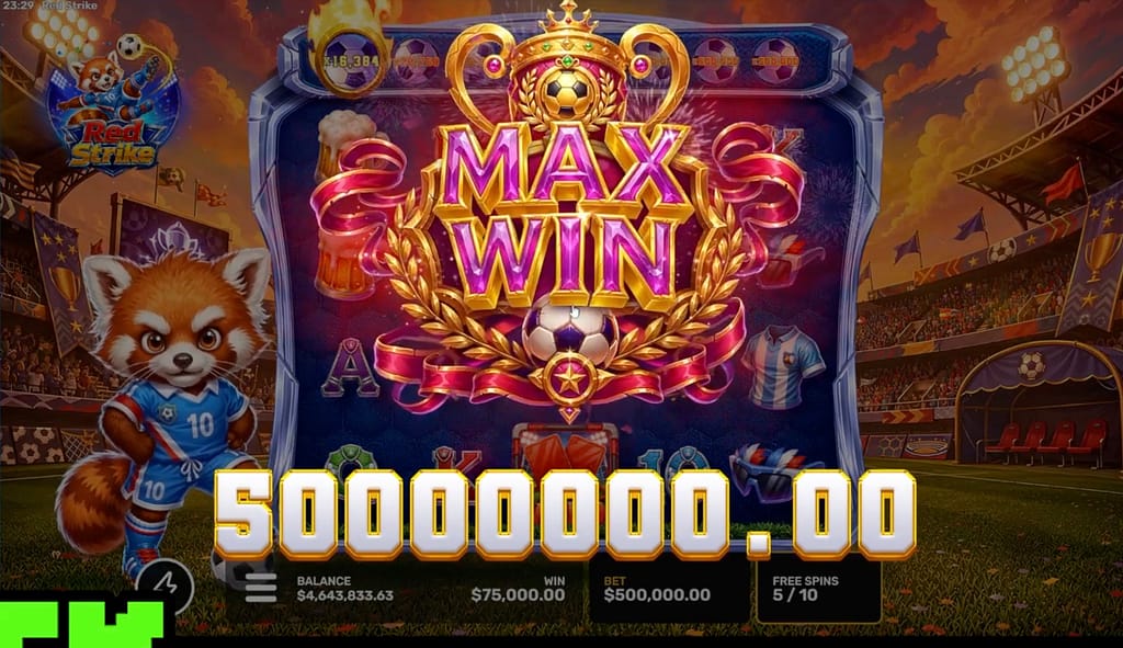 Trainwreckstv hits the $50,000,000 maximum win on Red Strike by Valkyrie Studios at Stake.com