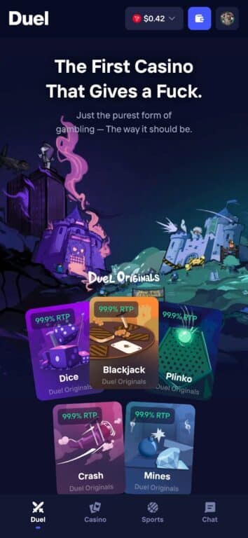 Duel casino homepage