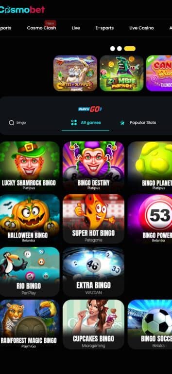 Cosmobet casino bingo games