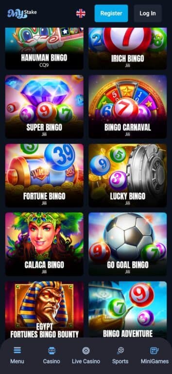 Bingo games at MyStake casino