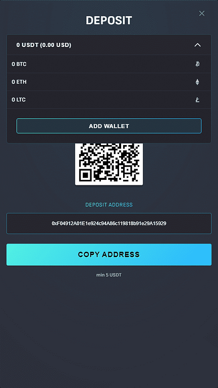 ETH Casino Wallet Section