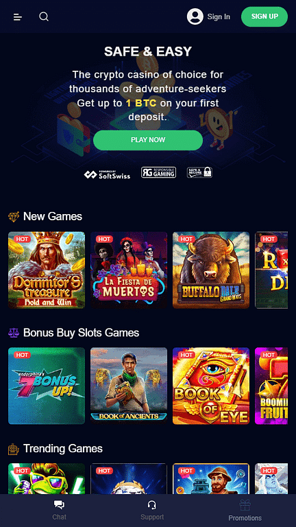 mBit Casino Mobile Website