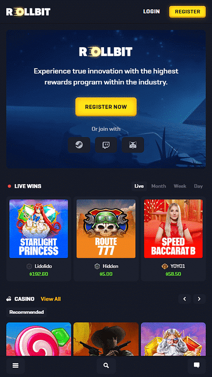 Rollbit Casino Mobile Website