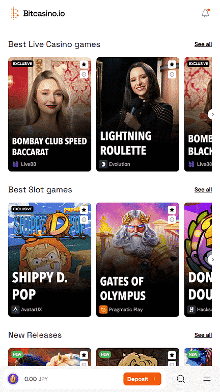 Bitcasino Home Page