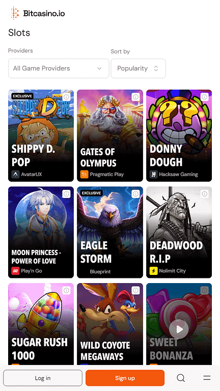 Bitcasino Game Selection