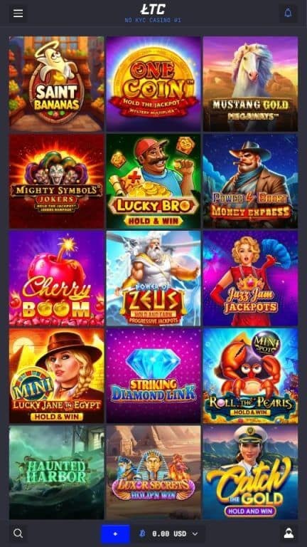 LTC Casino Jackpot Games Section