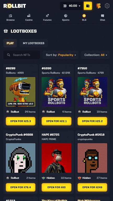 Rollbit NFT Lootboxes