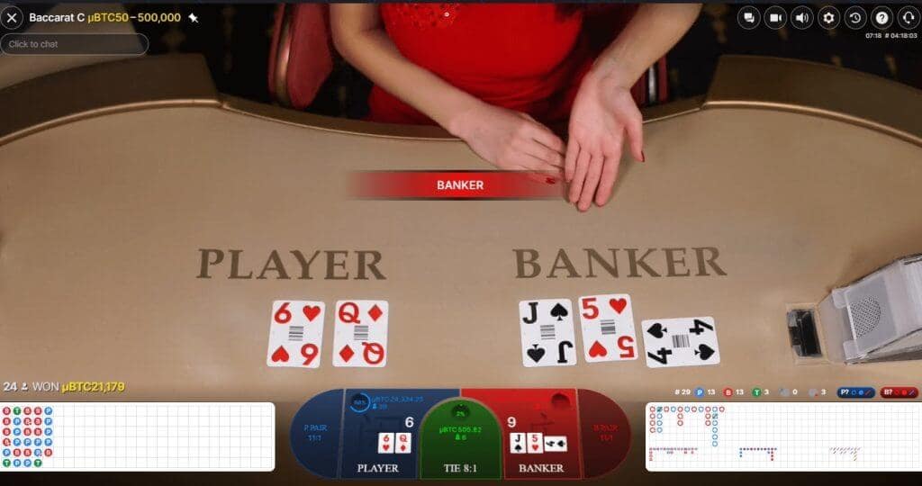 Evolution live baccarat at LTC Casino