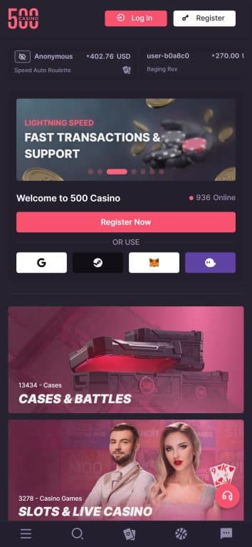 Главная страница 500 Казино